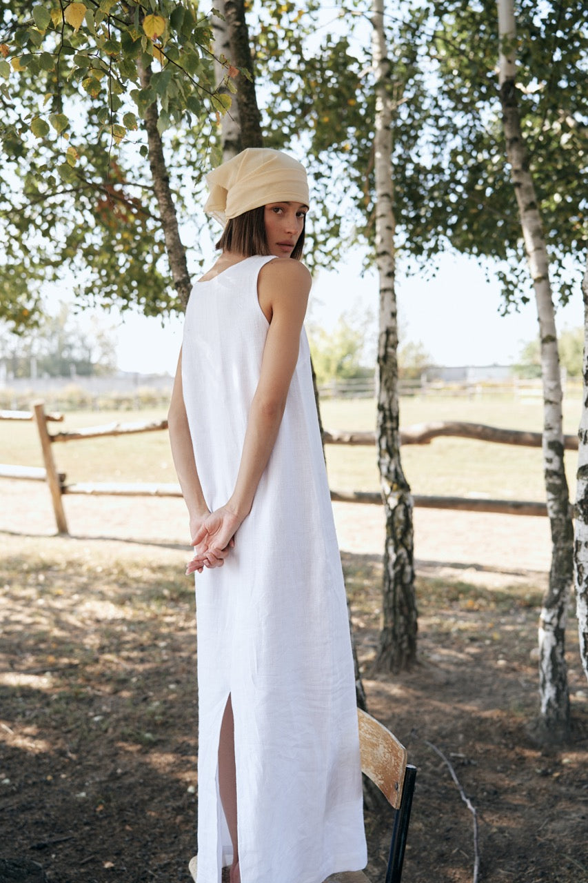 100% LINEN WHITE DRESS EMMA